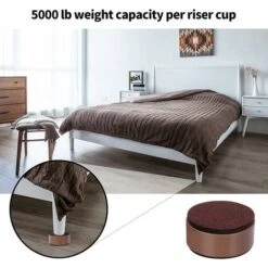 Rehausseur De Meubles En Acier Carbone, Rehausseurs De Lit En Acier Carbone, Rehausseurs De Meubles Pour Meubles Hauteur,Rond Marron 6X3.2cm Fontainebleau 4Pcs -Fispool Magasin 48410223 5