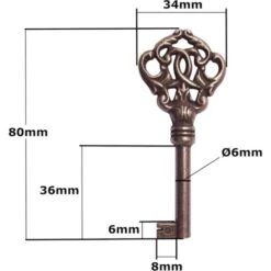 Clé De Meuble 80mm Ancien Serrure Décoration Rustique Armoire Vintage Patiné -Fispool Magasin 50754726 3