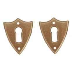2x Entrée De Clé écusson En Laiton 37x30mm Clef Meuble Ancien Rustique Vintage Style Empire Louis Philippe