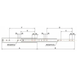 Coulisses De Tiroir à Billes - 100 Kg - Sortie Totale - A : 400 Mm - B : 423 Mm - C : 128 Mm - D : 288 Mm - E : 160 Mm - F : 288 Mm - Longueur : 400 Mm - TCASYSTEM -Fispool Magasin 50952970 2