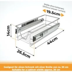 Nova Tiroir Amovible Pour La Cuisine Avec Des Guides Métalliques Coulissants Diverses Largeurs Taille : 30 Cm -Fispool Magasin 52056396 2