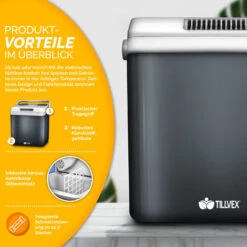 Tillvex Glacière électrique 32 L (Gris) Mini Réfrigérateur 230 V Et 12 V Pour Voiture Camping Froid & Chaud Mode ECO -Fispool Magasin 53098473 3
