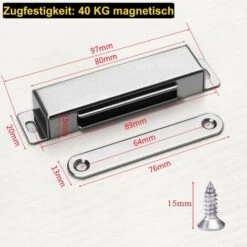 Aimant Porte Placard Puissant 28 Kg Loquet Magnétiques 2 Pièces Acier Inoxydable Loqueteaux De Porte Fermeture Aimanté Pour Meuble Aimant Puissant Robuste Pour Tiroirs, Porte De Douche, Armoire -Fispool Magasin 53369146 2