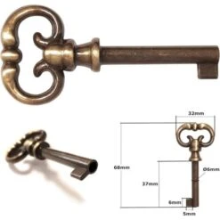 Clé De Meuble Anglaise Laitonné Vieilli Ancien Serrure Décoration Rustique Vintage Clef -Fispool Magasin 53618486 3