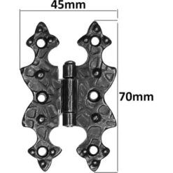 2x Charnière Plate Meuble Ancien Vintage 70x45 Retro Fer Forgé Noir Rustique Armoire Porte Placard -Fispool Magasin 53620474 2