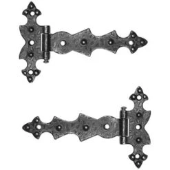 2x Charnière Plate Meuble Ancien Vintage 70x105 Retro Fer Forgé Noir Rustique Armoire Porte Placard