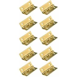 10x Charnière Plate Laiton Doré 18mm X 30mm Acier Meuble Porte Placard étagère