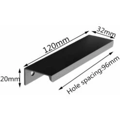 Lot De 10 Poignée Noir Poignée De Meuble Noir- Poignée Invisible Poignee De Meuble Cuisine Noir Poignée Meuble Noir Mat En Alliage D'Aluminium Entraxe 96mm -Fispool Magasin 54847833 5