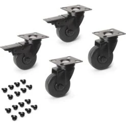 Emuca Roulettes Avec Plétine De Montage, D. 50 Mm, Acier Et Plastique, Noir, 4 Ut.