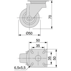 Emuca Roulettes Avec Plétine De Montage, D. 50 Mm, Acier Et Plastique, Noir, 4 Ut. -Fispool Magasin 54868241 4