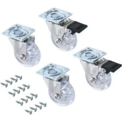 Emuca Kit Roulettes Slip Transparentes Avec Plétine De Montage, Ø 50, Acier Et Plastique, 1 Kit