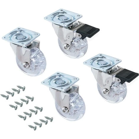 Emuca Kit Roulettes Slip Transparentes Avec Plétine De Montage, Ø 50, Acier Et Plastique, 1 Kit 3 Emuca Kit Roulettes Slip Transparentes Avec Plétine De Montage, Ø 50, Acier Et Plastique, 1 Kit