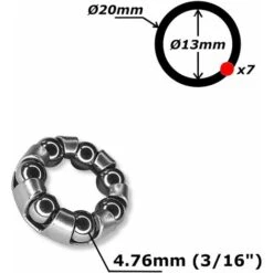 2x Roulement Cage à Billes Vélo Acier 13mm 20mm 7 Billes 4,76mm Universel Roue Axe Moyeu Vélo Bricolage -Fispool Magasin 55014399 3