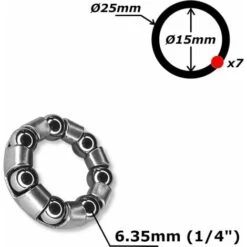 2x Roulement Cage à Billes Vélo Acier 15mm 25mm 7 Billes 6,35mm Universel Roue Axe Moyeu Vélo Bricolage -Fispool Magasin 55014412 3