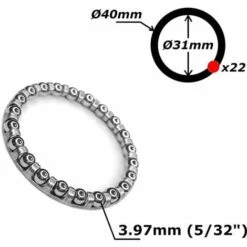 2x Roulement Cage à Billes Vélo Acier 31mm 40mm 22 Billes 3,97mm Universel Direction Vélo Bricolage -Fispool Magasin 55014422 3