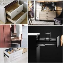 Lot De 8 Coulisse De Tiroir 250 Mm, Glissières Pour Tiroirs à Roulement à Billes Fermeture Amortie Et Silencieuse, Glissière à Extension Complète Avec Amortisseur – Capacité Charge 35 Kg -Fispool Magasin 55018743 3