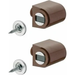 2x Loqueteau Magnétique à Aimant Rond Marron Avec Vis Et Contreplaque Universel Porte Placard Cuisine Salle De Bain Meuble