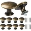 10 Pcs Poignées De Tiroir Rondes Antique 30mm Bouton Meuble Bronze Pour Placard Commode Avec Vis -Fispool Magasin 55453178 1