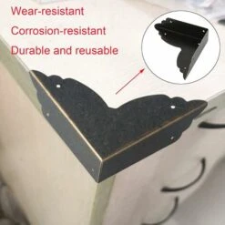 8 Pièces Vintage Protecteur Décoratif D'angle En Fer Protecteurs D'angle En Métal Pour Meubles De Protection D'angle De Meuble En Bronze Pour Meuble Et Boîte En Bois Coffret à Bijoux Bronze 70X70X20mm -Fispool Magasin 55764669 3