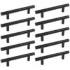 10pcs 96 Mm T Bar Bâton Cuisine Armoire Porte Poignées Placard Tiroir Chambre Meubles Tirer Noir -Fispool Magasin 55942893 1