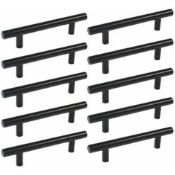10pcs 96 Mm T Bar Bâton Cuisine Armoire Porte Poignées Placard Tiroir Chambre Meubles Tirer Noir