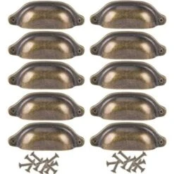 Lot De 10 Poignée Bouton De Porte 98mm Décoration Pour Meuble Tiroir - Laiton Antique