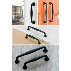 20pcs Poignée De Porte 128mm Entraxe Noir Bâton Cuisine Armoire Tiroir Chambre Tirer -Fispool Magasin 55942907 2