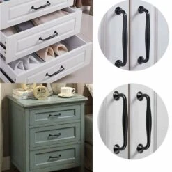 20pcs Poignée De Porte 128mm Entraxe Noir Bâton Cuisine Armoire Tiroir Chambre Tirer -Fispool Magasin 55942907 3