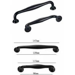 20pcs Poignée De Porte 128mm Entraxe Noir Bâton Cuisine Armoire Tiroir Chambre Tirer -Fispool Magasin 55942907 4