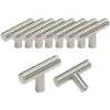 10 X Ø12 Mm T- Bar Bâton Poignée De Cuisine Meuble Porte D'armoire En Acier Inoxydable Boutons De Tiroir, Length:50mm
