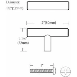 10 X Ø12 Mm T- Bar Bâton Poignée De Cuisine Meuble Porte D'armoire En Acier Inoxydable Boutons De Tiroir, Length:50mm -Fispool Magasin 55943005 4