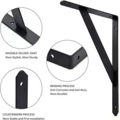 BR-Vie Wandregalhalterung, 8 Stück 90-Grad-Dreieckshalterungen Aus Stahl, Regalhalterungen 200 Mm X 120 Mm, Eckhalterung (Schwarz) -Fispool Magasin 56197237 3