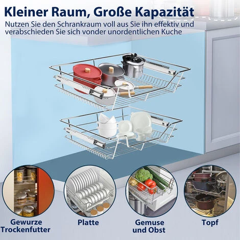 Randaco 2x 30cm Tiroir De Cuisine Placard Coulissant Tiroir Télescopique Cuisine étagère Panier Coulissant 6 Randaco 2x 30cm Tiroir De Cuisine Placard Coulissant Tiroir Télescopique Cuisine étagère Panier Coulissant – Image 4