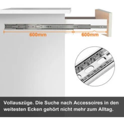 Randaco Glissières Pour Tiroirs Glissière à Billes à Fermeture Automatique Glissières Pour Tiroirs 45mm à Extension Totale 600mm 10 Pièces -Fispool Magasin 56396737 3