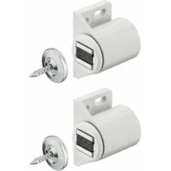 2x Loqueteau Magnétique à Aimant Rond Blanc Avec Vis Contreplaque à Visser Universel Porte Placard Cuisine Salle De Bain Meuble