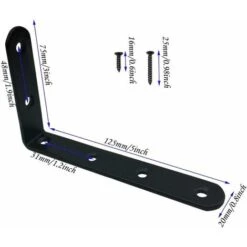 Support En Forme De L, 4 équerres à Angle Droit En Forme De L En Métal Ferreux 125 X 75 X 20 Mm, Utilisé Pour Soutenir Les Bancs Du Meuble De Table, Meubles Instables -Fispool Magasin 58324822 2