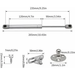 Verin à Gaz 80N, Verin Hydraulique, Verin Meuble Amortisseur Porte Placard Pour Armoires Bibliothèques Meuble(4pcs, 80N) -Fispool Magasin 58344681 3