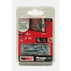 5 Chevilles Métal à Expansion Ø4x33mm Avec Gond MOLLY - M14205-XJ