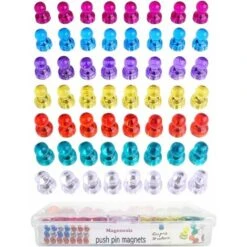 Déstockage Push Pin Aimants, Lot De 60 Couleurs Assorties Punaises Magnétique Solide, Parfait Aimants Pour Tableau Blanc, Réfrigérateur, Carte Et Calendrier Magenesis -Fispool Magasin 59375200 5
