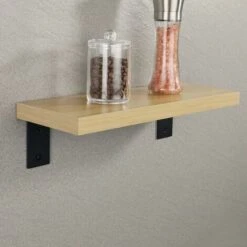 Support D'Étagère D’Élargissement Support D'Angle Brace De Tablette Réglable Murale à Suspendre En Verre/Bois Avec Vis, Finition Noire Mate En Acier Inoxydable, 2 Pcs -Fispool Magasin 59652678 3