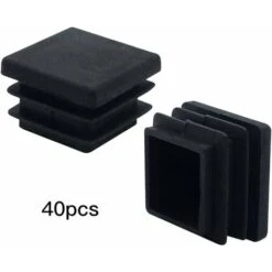 Déstockage 40 Pièces Bouchon En Plastique Carré 20mm X 20mm Noir Bouchon Pour Tuyau Carré Insert Tuyau Carré Embout Capuchon En Plastique Pour Pieds De Meuble Armoire Étagère Chaise Jambes -Fispool Magasin 59799976 2