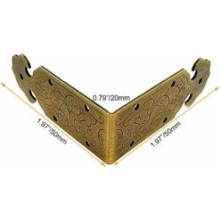 Déstockage Lot De 4 Protections D'angle Décoratives En Laiton Vieilli Pour Meubles De Style Vintage -Fispool Magasin 59800358 3