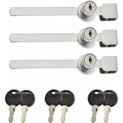 DENUOTOP Verrous 3 Pièces Terrarium Vitrine Coulissante En Verre Serrure De Porte, Verrous De Porte Coulissante En Verre, Serrures à Came, Boite Aux Lettres Tiroir Placard Serrure Avec 6 Clés, Alliag