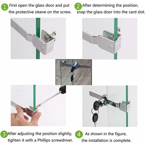 DENUOTOP Verrous 3 Pièces Terrarium Vitrine Coulissante En Verre Serrure De Porte, Verrous De Porte Coulissante En Verre, Serrures à Came, Boite Aux Lettres Tiroir Placard Serrure Avec 6 Clés, Alliag 5 DENUOTOP Verrous 3 Pièces Terrarium Vitrine Coulissante En Verre Serrure De Porte, Verrous De Porte Coulissante En Verre, Serrures à Came, Boite Aux Lettres Tiroir Placard Serrure Avec 6 Clés, Alliag – Image 3