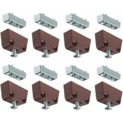 8x Ferrure D'assemblage Marron Connecteur Fixation à Visser Bois Meuble étagère Porte Panneau Cuisine Salon Salle De Bain Assembleur