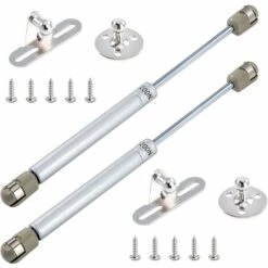 Vérins à Gaz 200N/20kg Hydraulique Ressort Charnières Amortisseurs à Gaz Avec Vis Pour Levage De Porte Armoire Meuble Cuisine Amortisseur Charniè Lot De 2 (Argent)