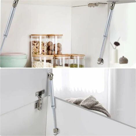 Vérins à Gaz 200N/20kg Hydraulique Ressort Charnières Amortisseurs à Gaz Avec Vis Pour Levage De Porte Armoire Meuble Cuisine Amortisseur Charniè Lot De 2 (Argent) 4 Vérins à Gaz 200N/20kg Hydraulique Ressort Charnières Amortisseurs à Gaz Avec Vis Pour Levage De Porte Armoire Meuble Cuisine Amortisseur Charniè Lot De 2 (Argent) – Image 2