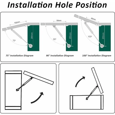 Vérins à Gaz 200N/20kg Hydraulique Ressort Charnières Amortisseurs à Gaz Avec Vis Pour Levage De Porte Armoire Meuble Cuisine Amortisseur Charniè Lot De 2 (Argent) 7 Vérins à Gaz 200N/20kg Hydraulique Ressort Charnières Amortisseurs à Gaz Avec Vis Pour Levage De Porte Armoire Meuble Cuisine Amortisseur Charniè Lot De 2 (Argent) – Image 5