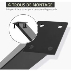 HOMCOM Lot De 2 Pieds De Table Design Industriel En Croix - Piètement Antidérapant - Dim. 80L X 4l X 72H Cm - Acier époxy Noir -Fispool Magasin 60940583 4