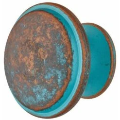Poignée De Meuble Bouton Vintage Rond Métal Cuivré Rustique Vert Ancien Antique Porte Armoire Commode Penderie